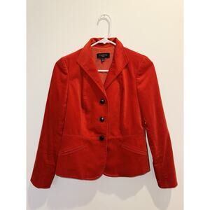 TALBOTS Red Orange Velvet BLAZER Jacket Women’s Size 2 P